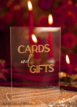 TABLE DECOR SIGNS Guestbook & Cards Gifts Signs Transparent Acrylic Cards And Gifts Sign, Gold Mirror Acrylic Sign, Clear Plexi Sign, Luxury Wedding Table Decor, Wedding Signage Golden Mirror Cards Sign      12