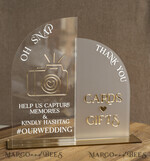 TABLE DECOR SIGNS Guestbook & Cards Gifts Signs Acrylic Arch Oh Snap & cards and gifts sign Combo, Clear gold Mirror  Wedding hashtag and Thank you Sign Bulk, Gold Plexi card box sign and Tag Us In That Set,  Wedding Table Decor Signage13