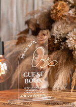 TABLE DECOR SIGNS Guestbook & Cards Gifts Signs Transparent Acrylic sign Our guestbook Sign, Half Arch Beige Ombre Acrylic Gold Guestbook Sign, Nude Gold Plexi Sign Our guestbook, Taupe Luxury Wedding Table Decor, Wedding Signage Golden Mirror Guestbook Sign with stand18
