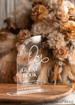 TABLE DECOR SIGNS Guestbook & Cards Gifts Signs Transparent Acrylic sign Our guestbook Sign, Half Arch Beige Ombre Acrylic Gold Guestbook Sign, Nude Gold Plexi Sign Our guestbook, Taupe Luxury Wedding Table Decor, Wedding Signage Golden Mirror Guestbook Sign with stand18