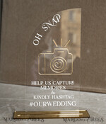 TABLE DECOR SIGNS Guestbook & Cards Gifts Signs Acrylic Arch Oh Snap & cards and gifts sign Combo, Clear gold Mirror  Wedding hashtag and Thank you Sign Bulk, Gold Plexi card box sign and Tag Us In That Set,  Wedding Table Decor Signage9
