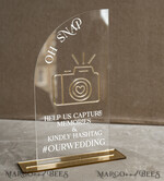 TABLE DECOR SIGNS Guestbook & Cards Gifts Signs Acrylic Arch Oh Snap & cards and gifts sign Combo, Clear gold Mirror  Wedding hashtag and Thank you Sign Bulk, Gold Plexi card box sign and Tag Us In That Set,  Wedding Table Decor Signage9