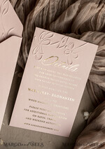 WEDDING INVITATIONS embossed invites  Bespoke Embossed Blind Blus Pink Gold Wedding Invitation, Golden Nude deboss Floral Wedding Invitation, Modern Garden Debossed Invitation suite, Cotton paper wedding invitation suite, Wedding Invitations golden18