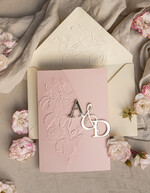 WEDDING INVITATIONS embossed invites Folder Embossed Ivory Gold Wedding Invitation, Golden deboss Roses Floral Wedding Invitation with mirror Monogram28