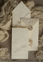 WEDDING INVITATIONS embossed invites  Bespoke Embossed Blind Ivory Gold Wedding Invitation, Golden Ecru deboss Floral Wedding Invitation, Modern Garden Debossed Invitation suite, Cotton paper wedding invitation suite, Wedding Invitations golden27