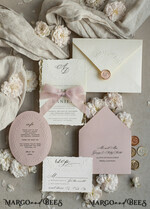 WEDDING INVITATIONS embossed invites  Fine Art Embossed Blind Ivory Gold Wedding Invitation, Golden deboss Floral Wedding Invitation, Boho Ecru Debossed Invitation suite,  Cotton paper wedding invitation suite with mirror heart20