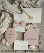 WEDDING INVITATIONS embossed invites  Fine Art Embossed Blind Ivory Gold Wedding Invitation, Golden deboss Floral Wedding Invitation, Boho Ecru Debossed Invitation suite,  Cotton paper wedding invitation suite with mirror heart20