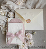 WEDDING INVITATIONS embossed invites  Fine Art Embossed Blind Ivory Gold Wedding Invitation, Golden deboss Floral Wedding Invitation, Boho Ecru Debossed Invitation suite,  Cotton paper wedding invitation suite with mirror heart20