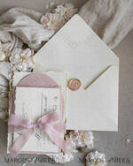 WEDDING INVITATIONS embossed invites  Fine Art Embossed Blind Ivory Gold Wedding Invitation, Golden deboss Floral Wedding Invitation, Boho Ecru Debossed Invitation suite,  Cotton paper wedding invitation suite with mirror heart20
