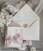 WEDDING INVITATIONS embossed invites  Fine Art Embossed Blind Ivory Gold Wedding Invitation, Golden deboss Floral Wedding Invitation, Boho Ecru Debossed Invitation suite,  Cotton paper wedding invitation suite with mirror heart20