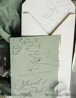 WEDDING INVITATIONS embossed invites  Bespoke Embossed Blind Sage green Gold Wedding Invitation, Golden greenery deboss  Floral Wedding Invitation, Modern Garden Debossed Invitation suite,  Cotton paper wedding invitation suite, Wedding Invitations golden23