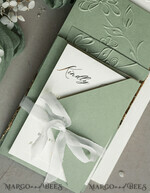 WEDDING INVITATIONS embossed invites  Bespoke Embossed Blind Sage green Gold Wedding Invitation, Golden greenery deboss  Floral Wedding Invitation, Modern Garden Debossed Invitation suite,  Cotton paper wedding invitation suite, Wedding Invitations golden23