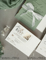 WEDDING INVITATIONS embossed invites  Bespoke Embossed Blind Sage green Gold Wedding Invitation, Golden greenery deboss  Floral Wedding Invitation, Modern Garden Debossed Invitation suite,  Cotton paper wedding invitation suite, Wedding Invitations golden23