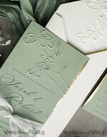 WEDDING INVITATIONS embossed invites  Bespoke Embossed Blind Sage green Gold Wedding Invitation, Golden greenery deboss  Floral Wedding Invitation, Modern Garden Debossed Invitation suite,  Cotton paper wedding invitation suite, Wedding Invitations golden23