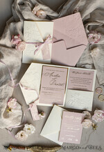 WEDDING INVITATIONS embossed invites Folder Embossed Ivory Gold Wedding Invitation, Golden deboss Roses Floral Wedding Invitation, Boho Ecru Debossed Invitation suite,  wedding invitation suite,26