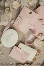 WEDDING INVITATIONS embossed invites  Fine Art Embossed Blind Ivory Gold Wedding Invitation, Golden deboss Floral Wedding Invitation, Boho Ecru Debossed Invitation suite,  Cotton paper wedding invitation suite with mirror heart21