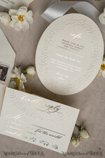 WEDDING INVITATIONS embossed invites  Fine Art Embossed Blind Ivory Gold Wedding Invitation, Golden deboss Floral Wedding Invitation, Boho Ecru Debossed Invitation suite,  Cotton paper wedding invitation suite with mirror heart27