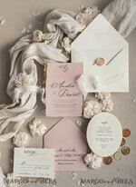 WEDDING INVITATIONS embossed invites  Fine Art Embossed Blind Ivory Gold Wedding Invitation, Golden deboss Floral Wedding Invitation, Boho Ecru Debossed Invitation suite,  Cotton paper wedding invitation suite with mirror heart15