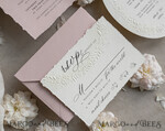 WEDDING INVITATIONS embossed invites  Fine Art Embossed Blind Ivory Gold Wedding Invitation, Golden deboss Floral Wedding Invitation, Boho Ecru Debossed Invitation suite,  Cotton paper wedding invitation suite with mirror heart15