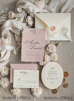 WEDDING INVITATIONS embossed invites  Fine Art Embossed Blind Ivory Gold Wedding Invitation, Golden deboss Floral Wedding Invitation, Boho Ecru Debossed Invitation suite,  Cotton paper wedding invitation suite with mirror heart15