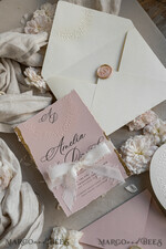 WEDDING INVITATIONS embossed invites  Fine Art Embossed Blind Ivory Gold Wedding Invitation, Golden deboss Floral Wedding Invitation, Boho Ecru Debossed Invitation suite,  Cotton paper wedding invitation suite with mirror heart15