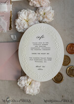 WEDDING INVITATIONS embossed invites  Fine Art Embossed Blind Ivory Gold Wedding Invitation, Golden deboss Floral Wedding Invitation, Boho Ecru Debossed Invitation suite,  Cotton paper wedding invitation suite with mirror heart15