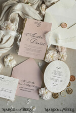 WEDDING INVITATIONS embossed invites  Fine Art Embossed Blind Ivory Gold Wedding Invitation, Golden deboss Floral Wedding Invitation, Boho Ecru Debossed Invitation suite,  Cotton paper wedding invitation suite with mirror heart15
