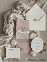 WEDDING INVITATIONS embossed invites  Fine Art Embossed Blind Ivory Gold Wedding Invitation, Golden deboss Floral Wedding Invitation, Boho Ecru Debossed Invitation suite,  Cotton paper wedding invitation suite with mirror heart15