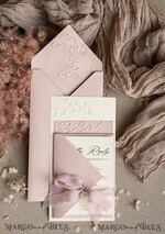 WEDDING INVITATIONS embossed invites  Bespoke Embossed Blind Blus Pink Gold Wedding Invitation, Golden Nude deboss Floral Wedding Invitation, Modern Garden Debossed Invitation suite, Cotton paper wedding invitation suite, Wedding Invitations golden22