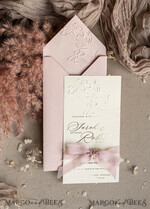 WEDDING INVITATIONS embossed invites  Bespoke Embossed Blind Blus Pink Gold Wedding Invitation, Golden Nude deboss Floral Wedding Invitation, Modern Garden Debossed Invitation suite, Cotton paper wedding invitation suite, Wedding Invitations golden22