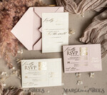 WEDDING INVITATIONS embossed invites  Bespoke Embossed Blind Blus Pink Gold Wedding Invitation, Golden Nude deboss Floral Wedding Invitation, Modern Garden Debossed Invitation suite, Cotton paper wedding invitation suite, Wedding Invitations golden22