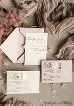 WEDDING INVITATIONS embossed invites  Bespoke Embossed Blind Blus Pink Gold Wedding Invitation, Golden Nude deboss Floral Wedding Invitation, Modern Garden Debossed Invitation suite, Cotton paper wedding invitation suite, Wedding Invitations golden22