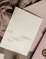 WEDDING INVITATIONS embossed invites  Fine Art Embossed  Blind Blush Pink Gold Wedding Invitation, Golden deboss Roses Floral Wedding Invitation, Boho Ecru Debossed Invitation suite,  Gold Foil wedding invitation suite,  Wedding Invitations golden19