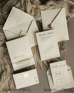 WEDDING INVITATIONS embossed invites  Fine Art Embossed  Blind Ivory Gold Wedding Invitation, Golden deboss Roses Floral Wedding Invitation, Boho Ecru Debossed Invitation suite,  Gold Foil wedding invitation suite,  Wedding Invitations golden17