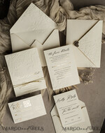 WEDDING INVITATIONS embossed invites  Fine Art Embossed  Blind Ivory Gold Wedding Invitation, Golden deboss Roses Floral Wedding Invitation, Boho Ecru Debossed Invitation suite,  Gold Foil wedding invitation suite,  Wedding Invitations golden17