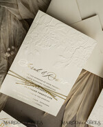 WEDDING INVITATIONS embossed invites  Fine Art Embossed  Blind Ivory Gold Wedding Invitation, Golden deboss Roses Floral Wedding Invitation, Boho Ecru Debossed Invitation suite,  Gold Foil wedding invitation suite,  Wedding Invitations golden17