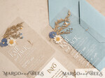 HOCHZEITS EINLADUNGEN Plexiglas Acrylspiegel Staubiges Blau Klare echte Blumen Hochzeitskarten, Elegante Garten Pampasgras Hochzeitskarten, Samt transparente Hochzeitskarten, Hochzeits Einladung Suite12