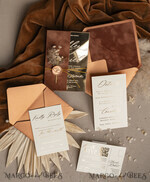 WEDDING INVITATIONS plexi acrylic mirror Fall Mirror gold Wedding Invitations, Elegant Terracotta Wedding Cards, Burnt orange Acrylic  Wedding Invites, Mirror Gold Plexi Wedding Invitation Suite35
