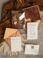 WEDDING INVITATIONS plexi acrylic mirror Fall Mirror gold Wedding Invitations, Elegant Terracotta Wedding Cards, Burnt orange Acrylic  Wedding Invites, Mirror Gold Plexi Wedding Invitation Suite35