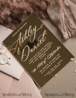 HOCHZEITS EINLADUNGEN Plexiglas Acrylspiegel Luxus Spiegel Gold Hochzeitseinladungen, Elegante Blush Pink Hochzeitseinladungen, Glamour Acryl Hochzeitseinladungen, Klare Plexi Hochzeitseinladung Suite18