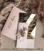 HOCHZEITS EINLADUNGEN Plexiglas Acrylspiegel Luxus Spiegel Gold Hochzeitseinladungen, Elegante Blush Pink Hochzeitseinladungen, Glamour Acryl Hochzeitseinladungen, Klare Plexi Hochzeitseinladung Suite18