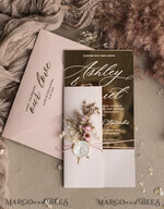 HOCHZEITS EINLADUNGEN Plexiglas Acrylspiegel Luxus Spiegel Gold Hochzeitseinladungen, Elegante Blush Pink Hochzeitseinladungen, Glamour Acryl Hochzeitseinladungen, Klare Plexi Hochzeitseinladung Suite18
