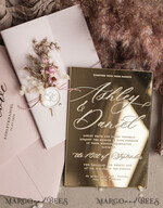 HOCHZEITS EINLADUNGEN Plexiglas Acrylspiegel Luxus Spiegel Gold Hochzeitseinladungen, Elegante Blush Pink Hochzeitseinladungen, Glamour Acryl Hochzeitseinladungen, Klare Plexi Hochzeitseinladung Suite18