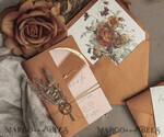 HOCHZEITS EINLADUNGEN Plexiglas Acrylspiegel Herbst Terracotta Klare Bogen Hochzeitskarten, Elegante Gartenhochzeitseinladungen im Herbst, Gebrannte Orange Acryl transparente Hochzeitskarten, Bogen Plexi Hochzeits Einladungset.20