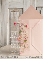 HOCHZEITS EINLADUNGEN Plexiglas Acrylspiegel Blush Pink Klarsicht-Echte Blumen Hochzeitskarten, Elegante Garten Pampasgras Hochzeitskarten, Samt transparente Hochzeitsanfragen, Hochzeits Einladungssuite18