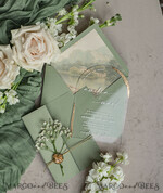 HOCHZEITS EINLADUNGEN Plexiglas Acrylspiegel Sage Green Klare Gewölbte Hochzeitseinladungen, Elegante Gartenhochzeit Karten, Grünpflanzen Acryl transparente Hochzeitseinladungen, Bogen Plexi Hochzeitseinladung Suite22