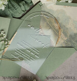 HOCHZEITS EINLADUNGEN Plexiglas Acrylspiegel Sage Green Klare Gewölbte Hochzeitseinladungen, Elegante Gartenhochzeit Karten, Grünpflanzen Acryl transparente Hochzeitseinladungen, Bogen Plexi Hochzeitseinladung Suite22