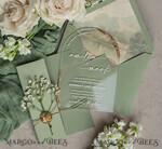 HOCHZEITS EINLADUNGEN Plexiglas Acrylspiegel Sage Green Klare Gewölbte Hochzeitseinladungen, Elegante Gartenhochzeit Karten, Grünpflanzen Acryl transparente Hochzeitseinladungen, Bogen Plexi Hochzeitseinladung Suite22