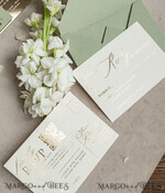WEDDING INVITATIONS plexi acrylic mirror Sage Green Mirror gold Wedding Invitations, Elegant Garden Wedding Cards, Greenery Acrylic  Wedding Invites, Mirror Gold Plexi Wedding Invitation Suite28