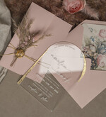HOCHZEITS EINLADUNGEN Plexiglas Acrylspiegel Blush Pink Klare Bogen Hochzeitskarten, Elegante Gartenhochzeitseinladungen, Nude Acryl transparente Hochzeitseinladungen, Bogen Plexi Hochzeitseinladung Set32
